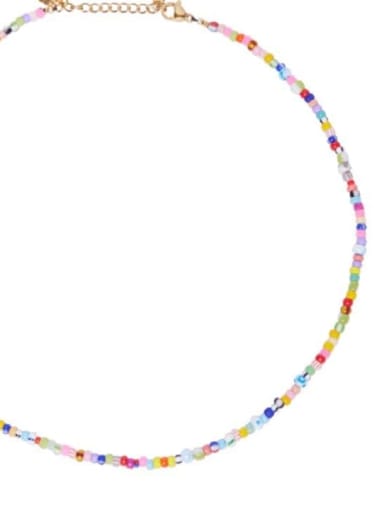 Short B Titanium Steel Geometric colored light beads Bohemia Beaded Necklace