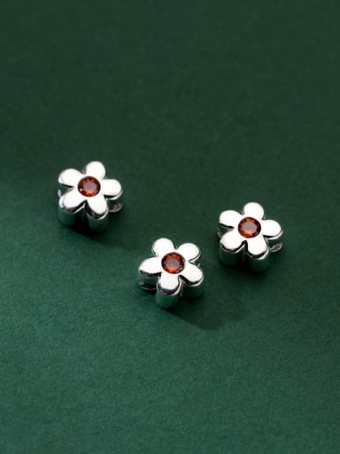 custom S925 silver electroplating inlaid with 8mm five-petal flower spacer beads
