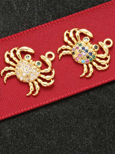 custom Brass Cubic Zirconia Micro Inlay crab Pendant