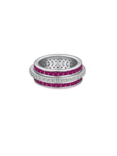 Platinum +rose DY120930 S W BO 925 Sterling Silver Cubic Zirconia Geometric Luxury Cocktail Ring