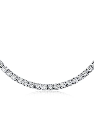 3MM Stone, length : 31cm+ 7cm 925 Sterling Silver Cubic Zirconia tennis Necklace