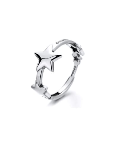 925 Sterling Silver Five-Pointed Star  Vintage Band Ring