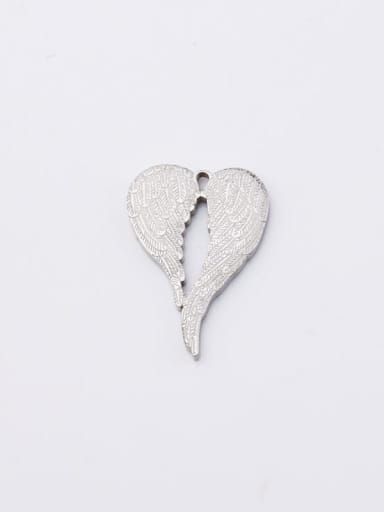 Steel color Stainless steel  heart-shaped angel wings feathers Pendant