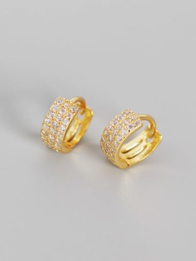2#Gold 925 Sterling Silver Cubic Zirconia White Geometric Trend Huggie Earring