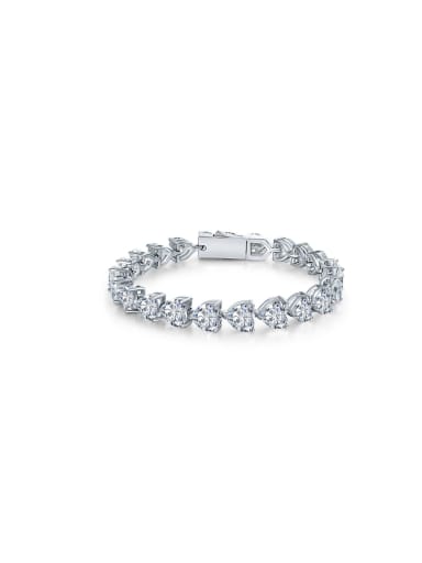 925 Sterling Silver High Carbon Diamond Heart Dainty Bracelet