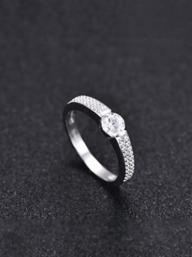White 925 Sterling Silver Cubic Zirconia Geometric Minimalist Band Ring