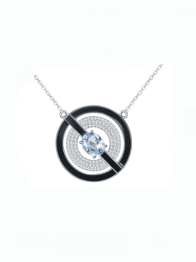 custom 925 Sterling Silver Natural  Topaz Geometric Luxury Necklace