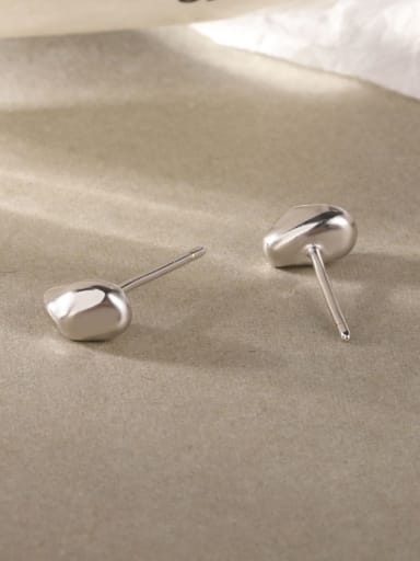 E480E Platinum 925 Sterling Silver Geometric Minimalist Stud Earring