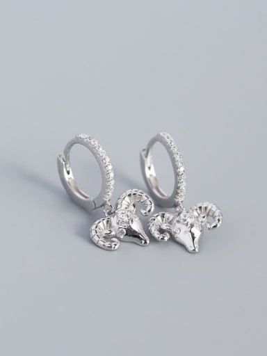 925 Sterling Silver Cubic Zirconia Elephant Vintage Huggie Earring