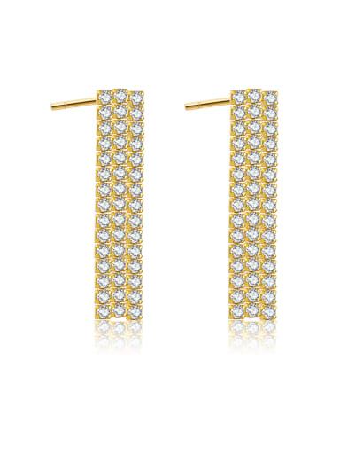 18K gold white stone 925 Sterling Silver Cubic Zirconia Tassel Trend Cluster Earring