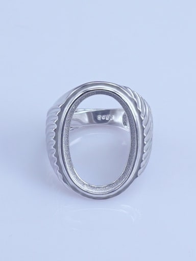 925 Sterling Silver 18K White Gold Plated Round Ring Setting Stone size: 15*22mm