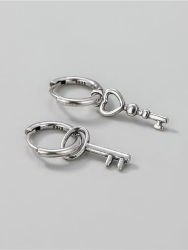 925 Sterling Silver Key Vintage Drop Earring