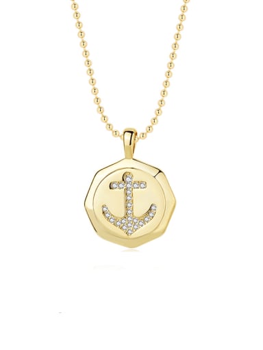 925 Sterling Silver Cubic Zirconia Anchor Minimalist Necklace