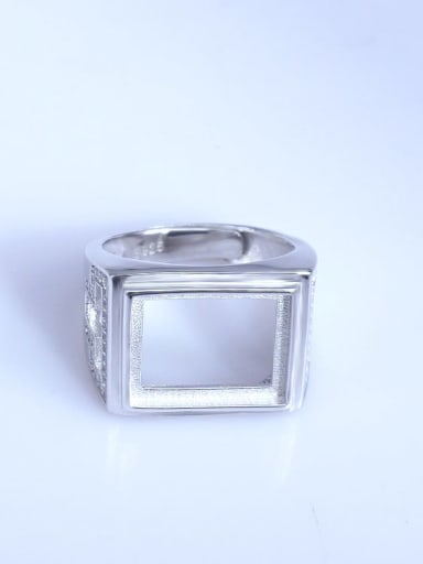 925 Sterling Silver 18K White Gold Plated Geometric Ring Setting Stone size: 12*15mm