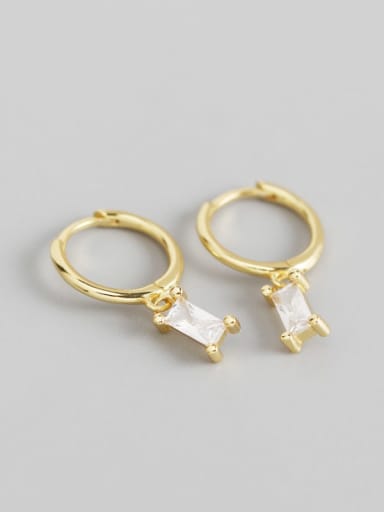 2#White stone gold 925 Sterling Silver Cubic Zirconia Multi Color Geometric Minimalist Huggie Earring