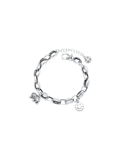 925 Sterling Silver Smiley Vintage Charm Bracelet