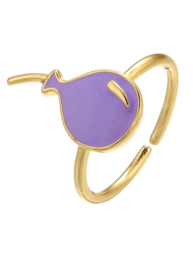 purple Brass Enamel Rhinestone Trend Band Ring