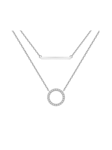 925 Sterling Silver Cubic Zirconia Geometric Minimalist Multi Strand Necklace