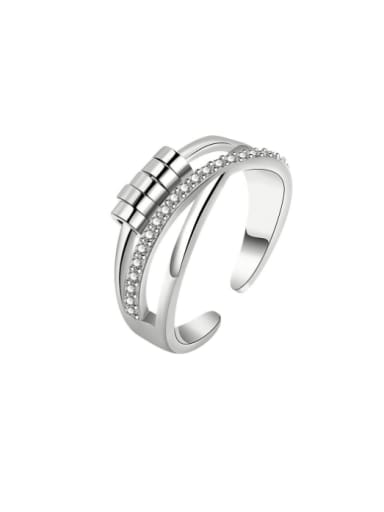 925 Sterling Silver Cubic Zirconia Geometric Dainty  Can Be Rotated  Stackable Ring