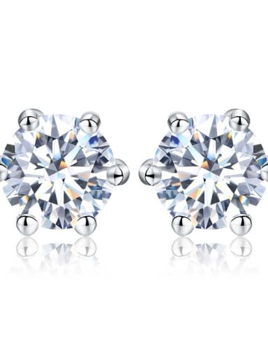 Platinum (White Mosan Diamond) 925 Sterling Silver Moissanite Geometric Dainty Stud Earring