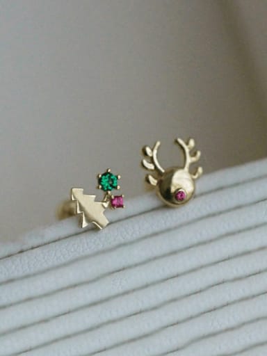 925 Sterling Silver Cubic Zirconia Christmas Seris Cute Stud Earring