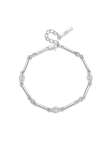 platinum 925 Sterling Silver Cubic Zirconia Geometric Dainty Adjustable Bracelet