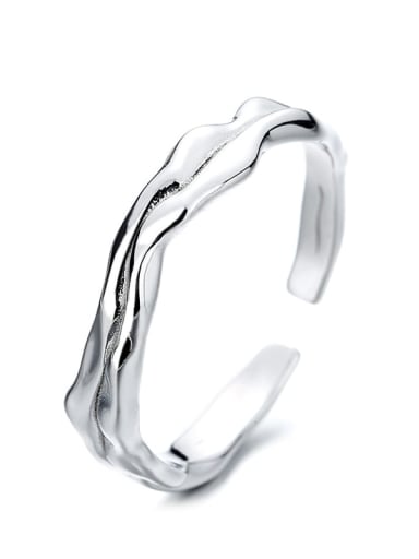 D085 platinum (about 2.13g) 925 Sterling Silver Geometric Trend Band Ring