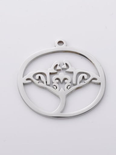 Steel color Stainless Steel Round Hollow Retro Pendant