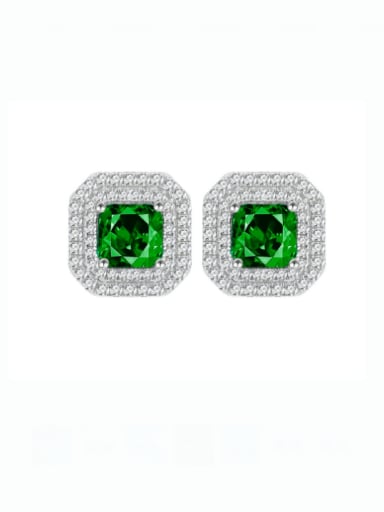925 Sterling Silver Cubic Zirconia Square Luxury Cluster Earring