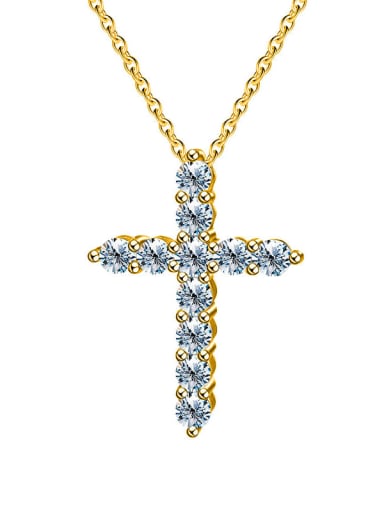 925 Sterling Silver Moissanite Cross Dainty Regligious Necklace