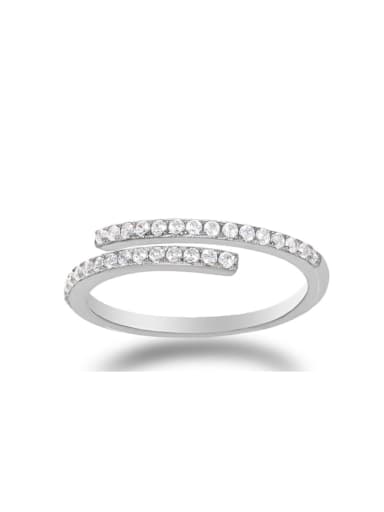 925 Sterling Silver Cubic Zirconia White Geometric Minimalist Stackable Ring