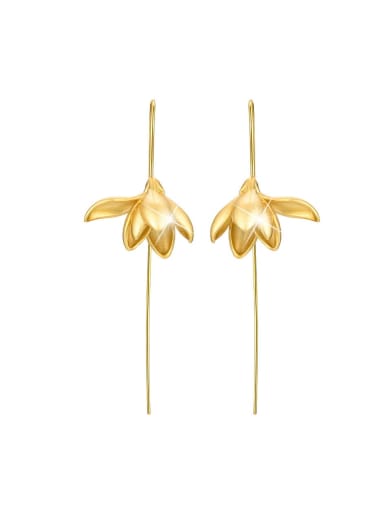 925 Sterling Silver Lonely fragrant magnolia flower chinese style retro creativer Artisan Hook Earring
