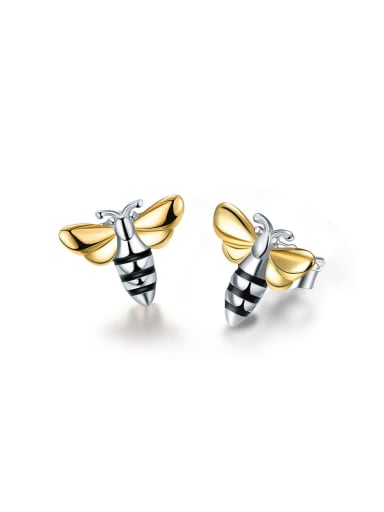 925 Sterling Silver cute bee color separation Dainty Stud Earring