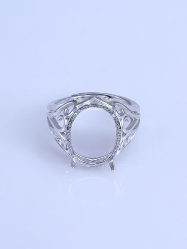 925 Sterling Silver 18K White Gold Plated Geometric Ring Setting Stone size: 12*16mm