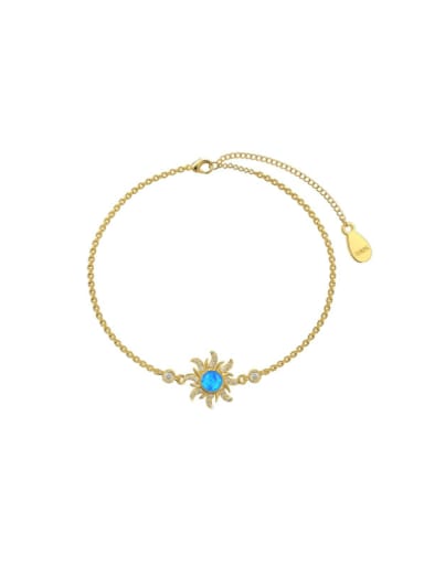 custom 925 Sterling Silver Synthetic Opal Flower Trend Link Bracelet