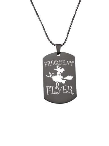 black Stainless Steel Army Brand Laser Christmas Easter Series Pendant Necklace