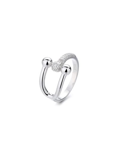 925 Sterling Silver Cubic Zirconia Geometric Ring