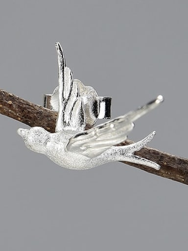 925 Sterling Silver creative animal design swallow Artisan Stud Earring