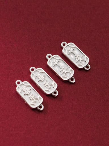 custom S925 plain silver old double hole printing hand row diy hand string semi-finished product