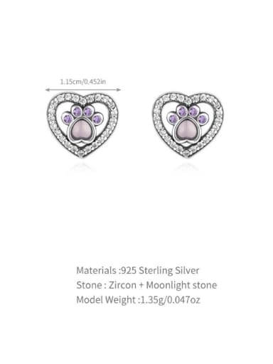 925 Sterling Silver Natural Stone Heart Vintage Stud Earring