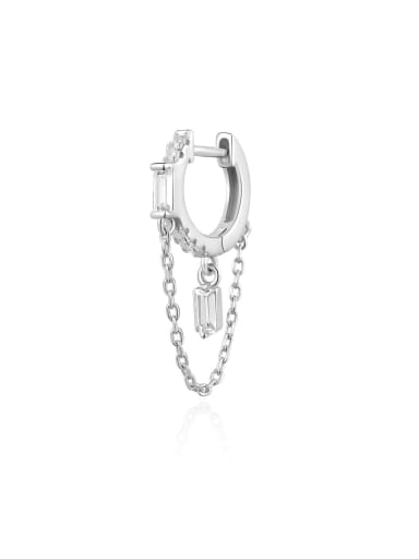 platinum 925 Sterling Silver Cubic Zirconia Tassel Dainty Hoop Earring