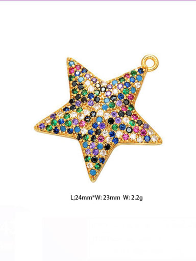 VD432 Brass Cubic Zirconia Hollow leaf wings five-pointed star pendant