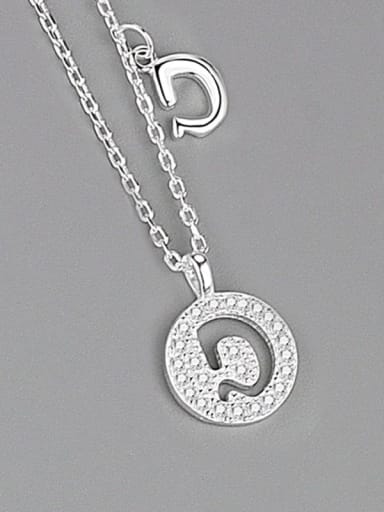 Silver (letter D) 925 Sterling Silver Cubic Zirconia Letter Minimalist Necklace