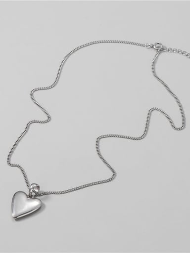 925 Sterling Silver Smooth Heart Vintage  Necklace