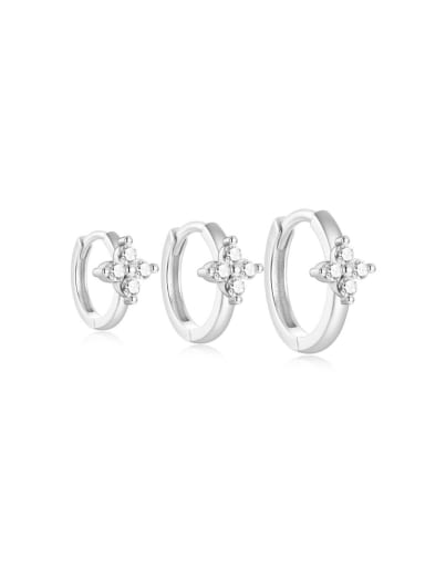 3 pieces per set +white gold  2 Brass Cubic Zirconia Geometric Minimalist Huggie Earring