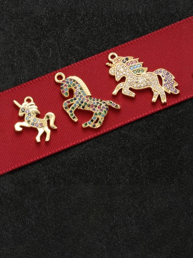 custom Brass Cubic Zirconia Micro Inlay Horse Pendant