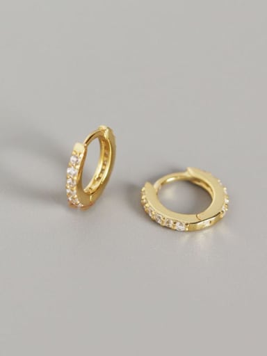 2#Gold (white diamond) 925 Sterling Silver Cubic Zirconia White Geometric Dainty Huggie Earring