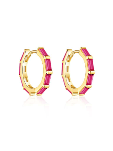 18K gold [rose red] 925 Sterling Silver Cubic Zirconia Geometric Dainty Stud Earring