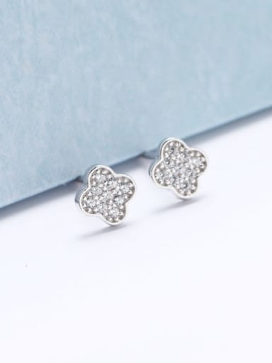 earrings (yhe053) 925 Sterling Silver Cubic Zirconia Minimalist Flower  Earring and Necklace Set