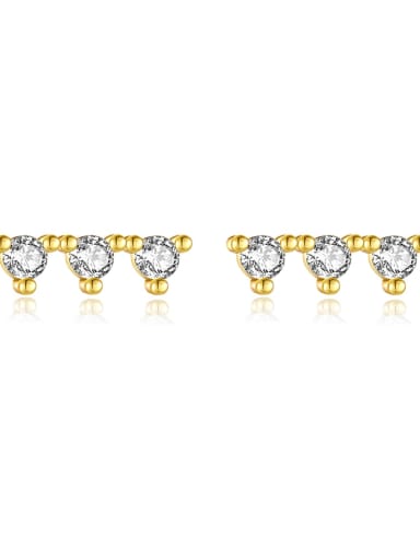 18K gold [white stone] 925 Sterling Silver Cubic Zirconia Geometric Dainty Stud Earring